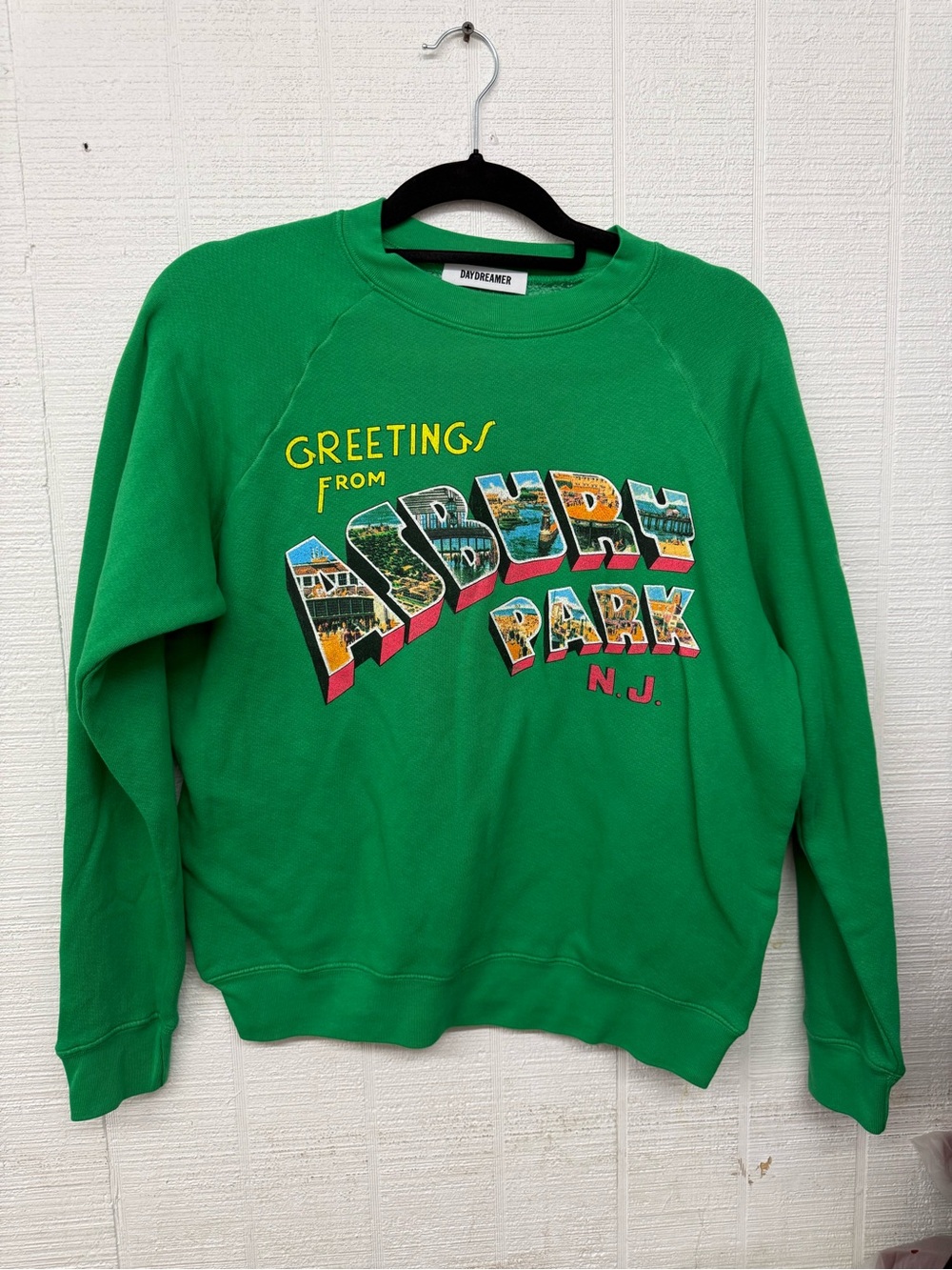 Free People Green Asbury Park Graphic Crewneck Sweatshirt
